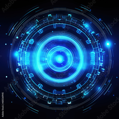 Premium Abstract Conceptual HUD and circuit board space futuristic technology ui interface hologram for business and education.Generative AI