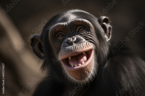 a chimpanzee is laughing