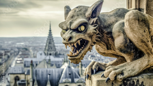 Gargoyle, fantasy creature, sandstone, grotesque, figurative, sculpture, architectural ornament, cathedrals, gothic churches, stone, carving, symbol, protection, waterspout, architectural detail, myth