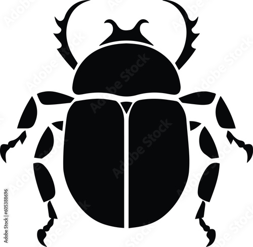 Dung Beetle Logo Monochrome Design Style 