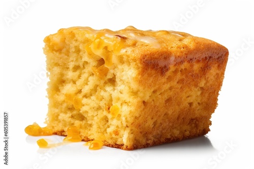 cornbread isolated on white background. Generated by AI