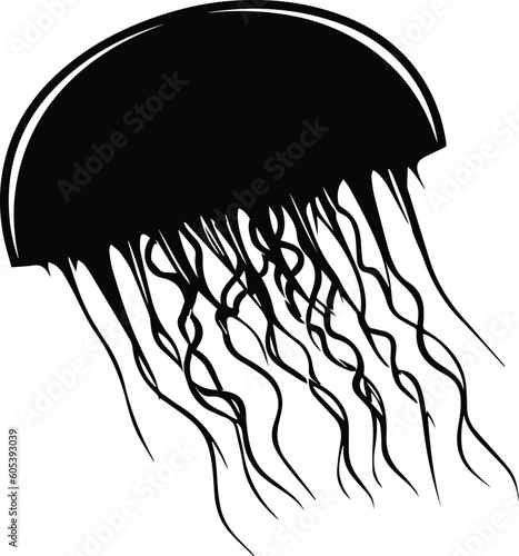 Jellyfish Logo Monochrome Design Style 