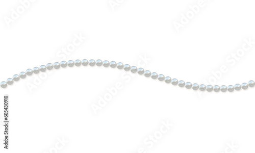 Beautiful pearl necklace. Jewel. Bead decoration. Vector illustration. White background. Border. Image of strands of pearls, necklaces on a white background.