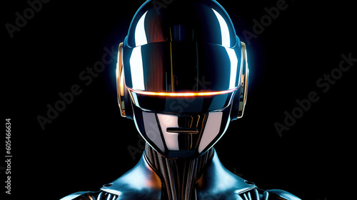 female daft punk wearing helmet and goggles , Generative AI 