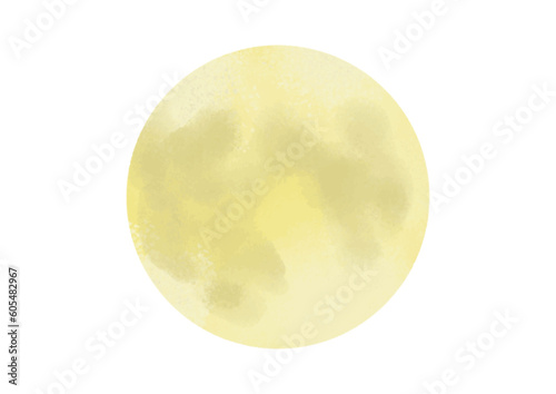 Vector illustration material of "full moon" like a watercolor painting 水彩画のような「満月」のベクターイラスト素材