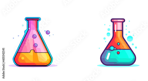 flask tube chemical flat vector illustration