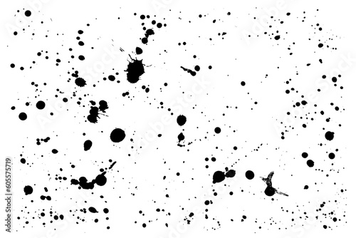 Abstract decoration with splashes of black spray ink