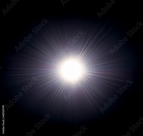 Sun rays light isolated on black background for overlay design