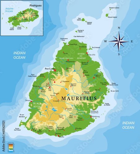 Mauritius islands physical map
