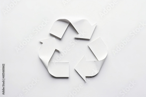 White Paper Recycling Symbol Isolated on White Background, generative AI