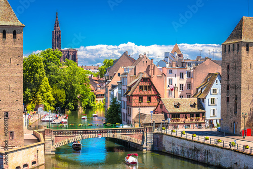 Strasbourg scenic river canal and architecture view