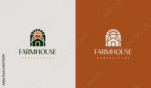 Agriculture Farmhouse Logo Set. Universal creative premium symbol. Vector sign icon logo template. Vector illustration