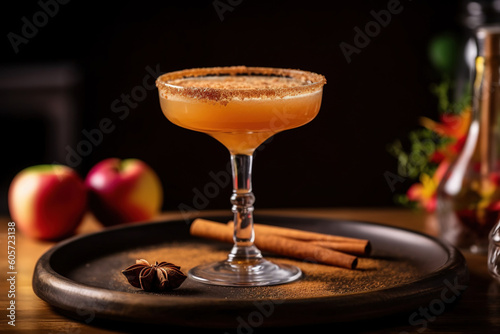 Autumn-themed apple cider margarita with spices