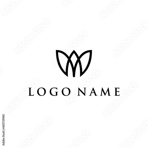 abstract nature letter m with flower logo design vector