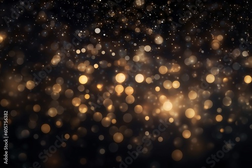 A black background with gold bokeh lights