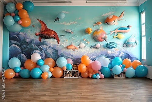 ballon decoration wall party kids in the home ocean theme Photography
