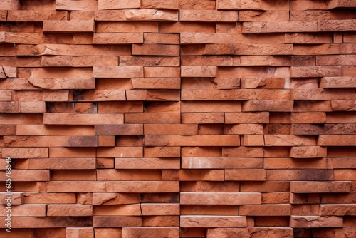 Modern Contemporary Building Facade: Brown Clinker Brick Wall Background and Texture Pattern: Generative AI