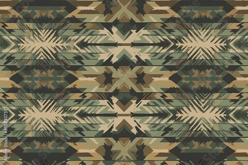 wallpaper for seamless ethnic tribal tapestry military or hunting camouflage pattern in army green forest brown sage and khaki tileable abstract contemporary camo fashion texture high re generative ai