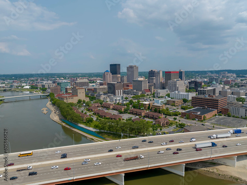 Aerial View Of The City Of Dayton, Ohio On A Clear Summers Day