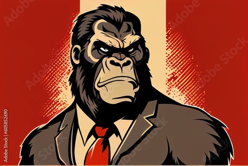 angry gorilla wearing a suit
