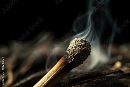 design for Smoke on a burnt match. Close up. Macro photography. generative ai