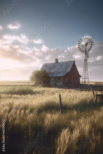 Old windmill in the countryside Nebraska, USA. Poster