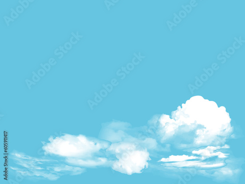 リアルな雲と青い夏の空の背景イラスト ベクター素材