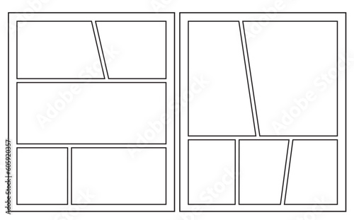 漫画のコマ割り背景フレームベクターイラスト