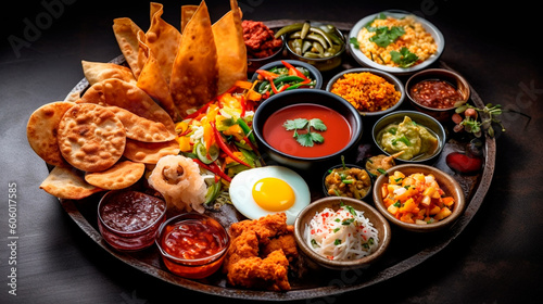 Flavors of India: An Irresistible Platter of Street Food Delights. Generative AI.