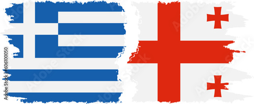Georgia and Greece grunge flags connection vector