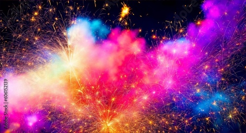 Beautiful colorful sparks, fireworks, generative ai