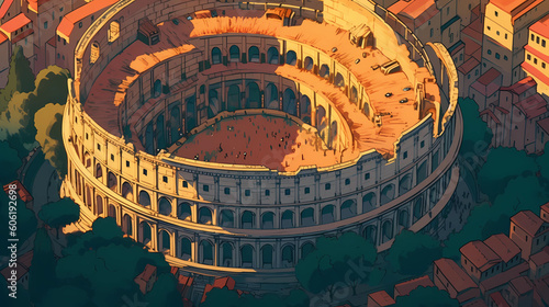 Illustration of beautiful view of Rome, Italy
