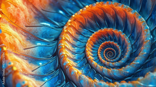 Mathematical beauty of Fibonacci spirals background wallpaper. generative AI
