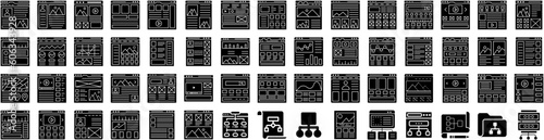 Set Of Sitemap Icons Isolated Silhouette Solid Icon With Business, Web, Website, Design, Concept, Sitemap, Interface Infographic Simple Vector Illustration Logo