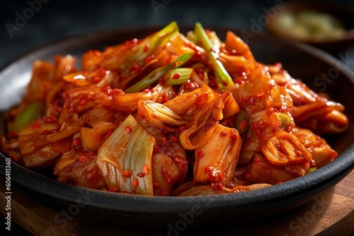 flavorful and spicy kimchi with visible fermented texture