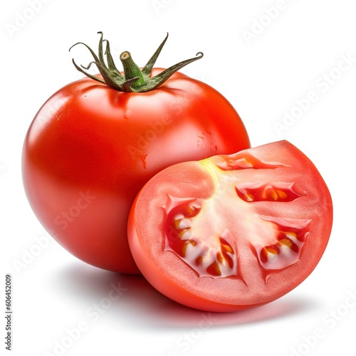Red tomatoes with cut isolated on white background