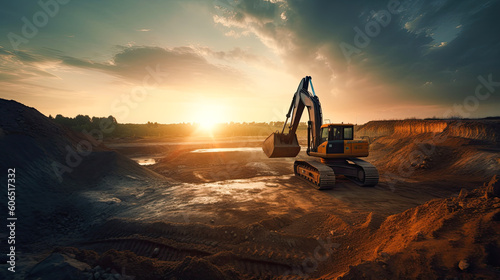 Giant bucket wheel excavator in a coal 