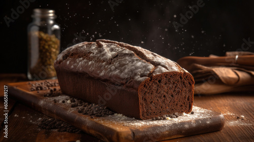A Pumpernickel Bread on a Rustic Wooden Table