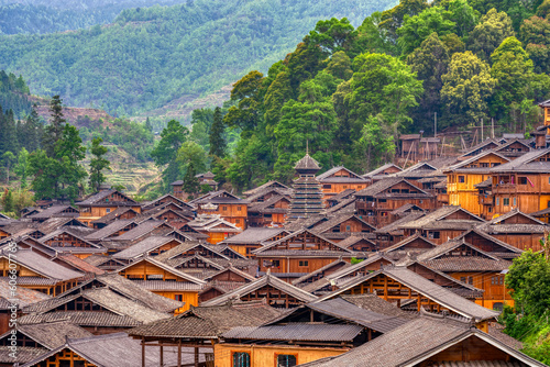 Landscape of Zhanli DOng village in Congjiang county, Guizhou, China.