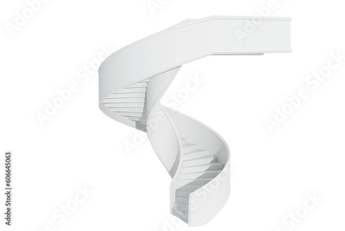 Digital png illustration of white spiral staircase pattern on transparent background