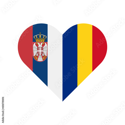 unity concept. heart shape icon of serbia and romania flags. vector illustration isolated on white background
