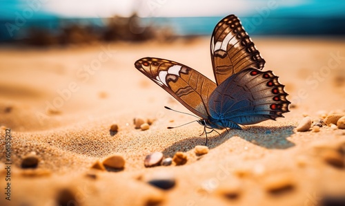 butterfly in nature, sandy beach