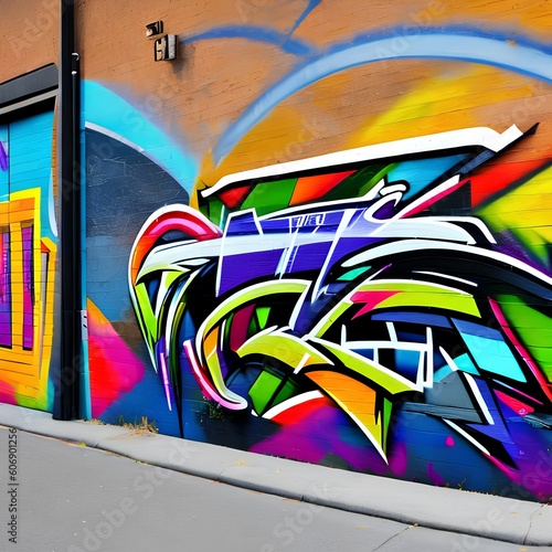 1410 Urban Graffiti Art: A vibrant and urban background featuring graffiti art with vibrant colors, street tags, and an energetic and artistic urban ambiance4, Generative AI