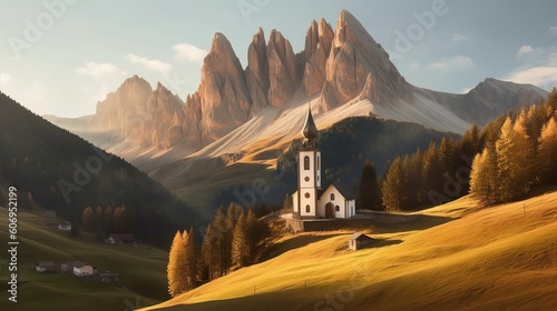 Church inward parts parts the valley, overwhelming nature see. Creative resource, AI Generated