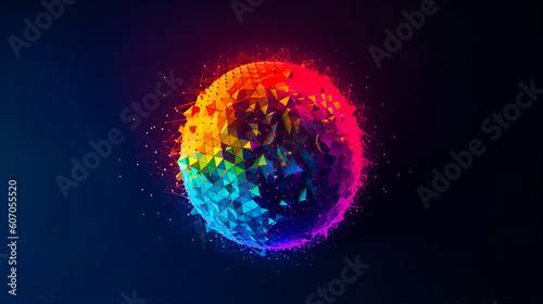 Global international connection information exchange blockchain cryptocurrency. Planet space low poly future technology finance banking design. Ai generative
