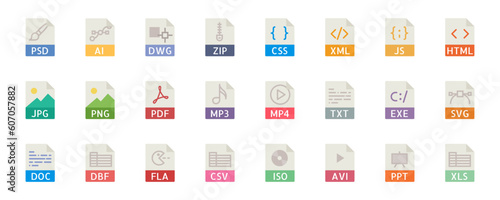 Set of file type icon set pack, all file type extension icon including programming file types