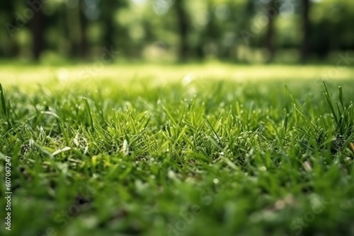 Selective focus on grass isolated on blur park background