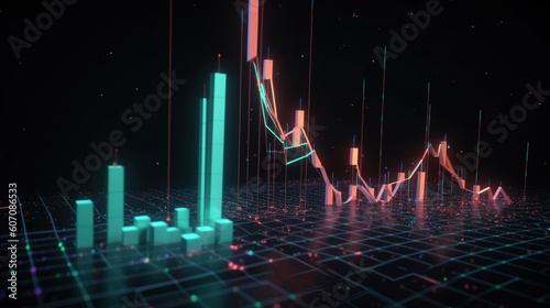 Rynki finansowe - wykres inwestycyjny - wizualizacja danych - Financial markets - investment chart - data visualization - AI Generated
