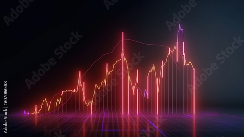 Cyfrowy wykres spadków, recesja i krach na giełdzie, globalna gospodarka - Digital decline chart, recession and stock market crash, global economy - AI Generated