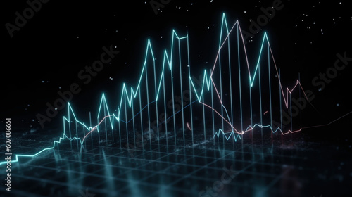 Wykres finansowy - rynek giełdowy - wizualizacja danych - Financial chart - stock market - data visualization - AI Generated